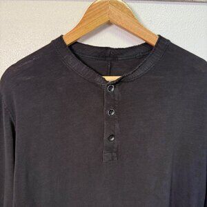 Rag & Bone Mens Black Long-Sleeve Henley Shirt Large Peru Cotton Minimalist